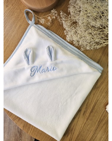 Accappatoio rabbit in spugna di bamboo righe celeste