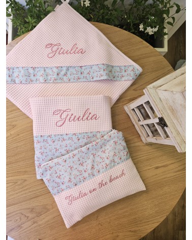 Coordinato bagnetto, accappatoio, telo e borsello ROSA ANTICO VALENTINE LOVE