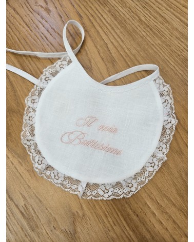 Bavaglino in lino con pizzo, Il mio Battesimo
