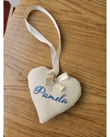 Pendente a Cuore con ricamo blu royal valentine love