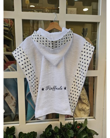 Poncho Stars in spugna di cotone personalizzato blu valentine love