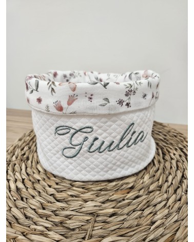Cestino portatutto neonato MOUSSE fiori e farfalle VERDE SALVIA VALENTINE LOVE