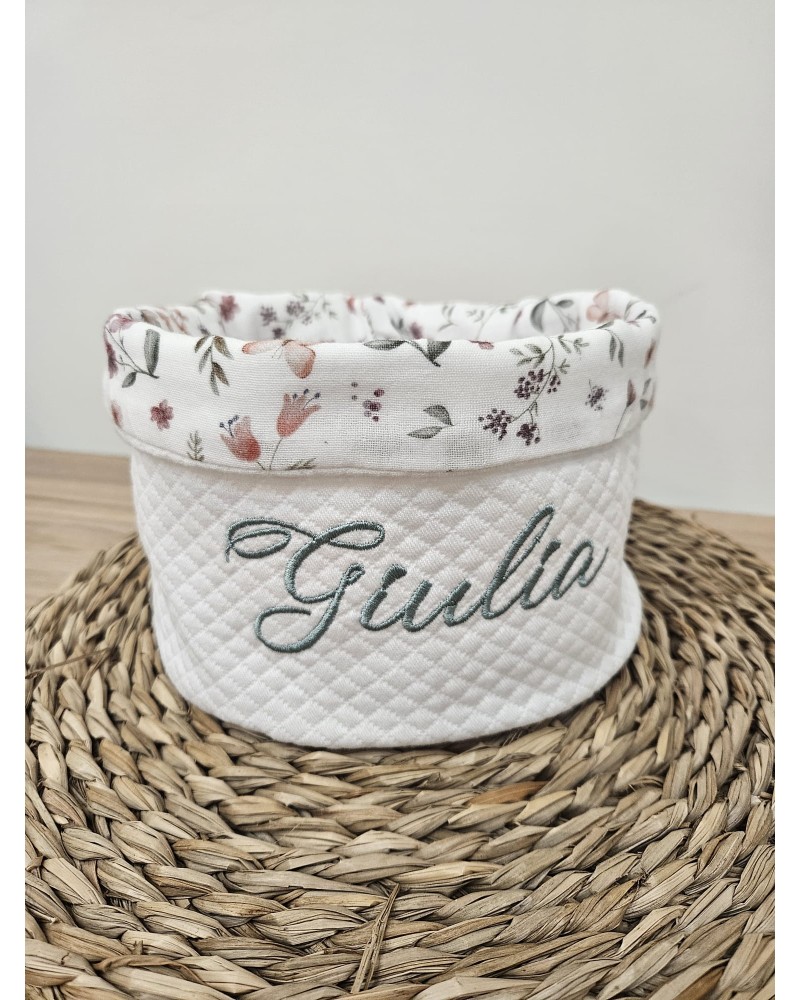 Cestino portatutto neonato MOUSSE fiori e farfalle VERDE SALVIA VALENTINE LOVE