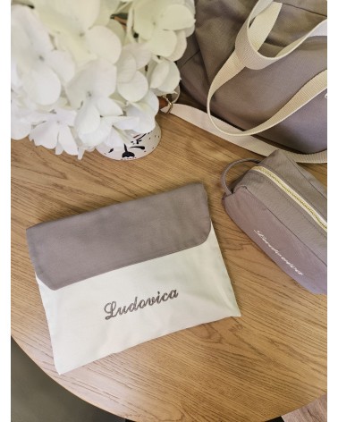 Set Viaggio personalizzato tortora new adina panna