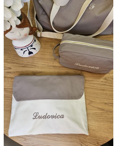 Set Viaggio personalizzato tortora new adina panna