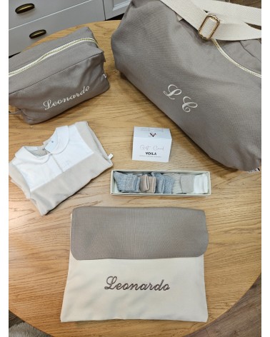 Set Viaggio personalizzato tortora new adina panna