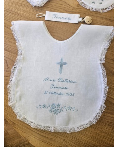 CAMICINO CON PIZZO VALENTINE LOVE CELESTE POLVERE