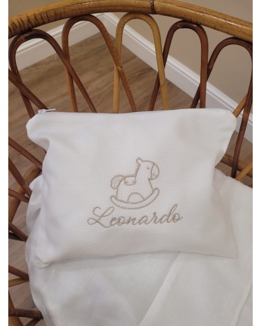 Coordinato nascita, Completo per carrozzina in cotone bianco