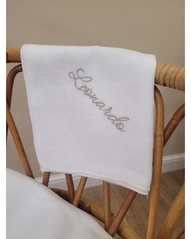 Coordinato nascita, Completo per carrozzina in cotone bianco