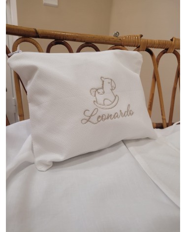Coordinato nascita, Completo per carrozzina in cotone bianco