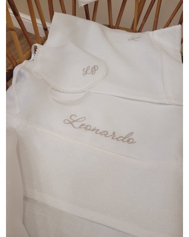 Coordinato nascita, Completo per carrozzina in cotone bianco