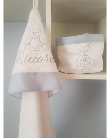 Coordinato da bagno in spugna di cotone e lino
