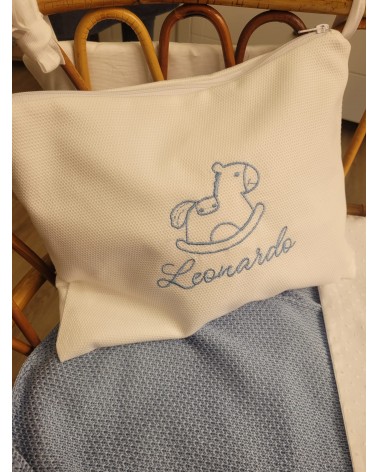 Coordinato nascita, Completo per carrozzina in cotone bianco