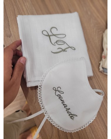 Coordinato Bavaglino e quadrato in cotone garzato