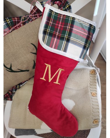 Calza di Natale in velluto e tartan