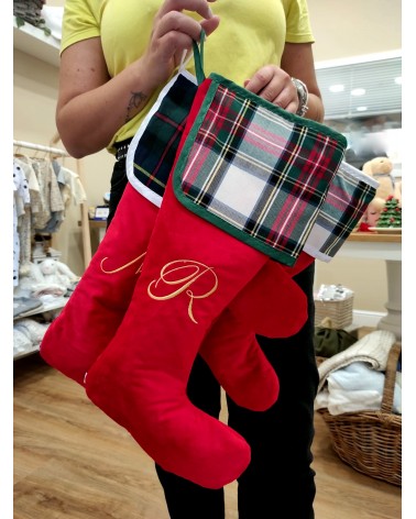Calza di Natale in velluto e tartan