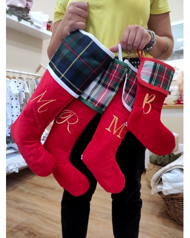 Calza di Natale in velluto e tartan