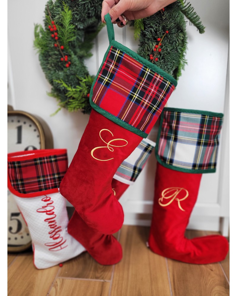 Calza di Natale in velluto e tartan