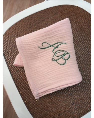 Mussola di cotone rosa Valentine love Verde Bottiglia