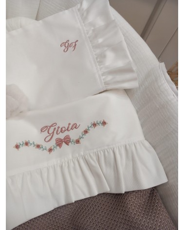 Lenzuolino personalizzato con rouche valentine love rosa antico roseline