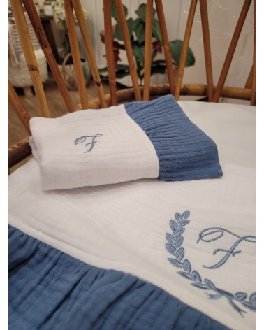 Coordinato nascita in mussola, Lenzuolino con federa cuscino e coprimaterassino, Mussola colorata
