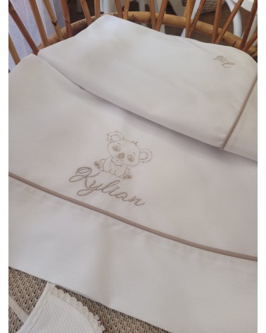 Coordinato nascita in cotone bianco con bavaglino
