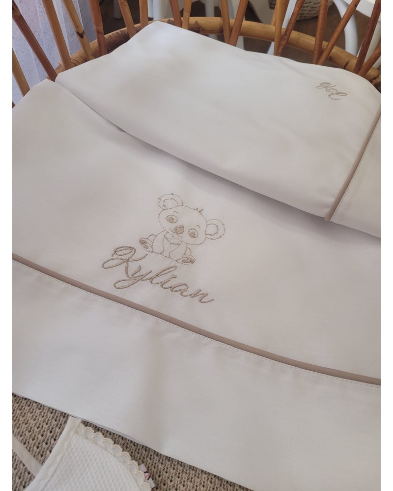 Coordinato nascita in cotone bianco con bavaglino