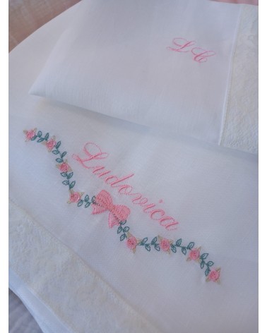 Lenzuolino personalizzato Roseline Rosa baby Adina