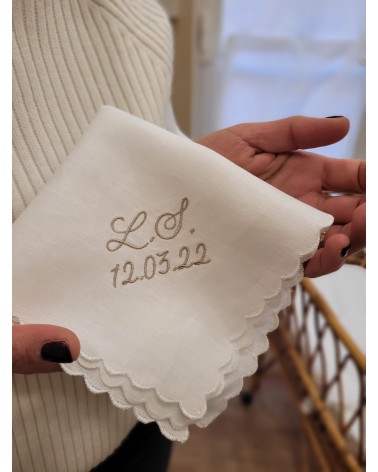 Fazzoletto battesimale con smerlo CAPPUCCINO VALENTINE LOVE