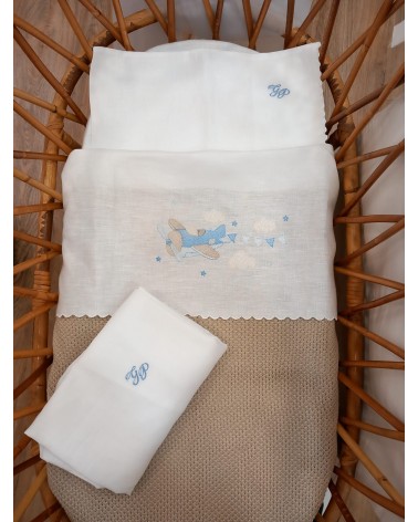 Lenzuolino in lino bianco con smerlo