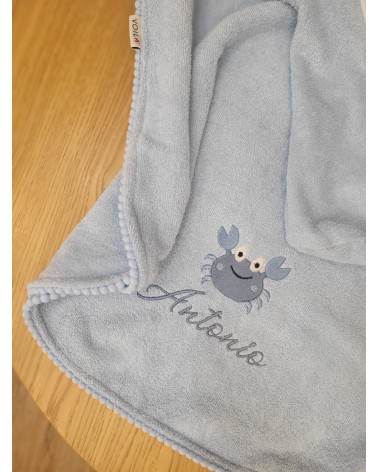 Accappatoio Poncho in spugna di cotone e pon pon