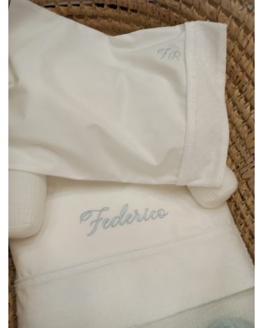 Lenzuolino in cotone con profilo e fascia di plumetis